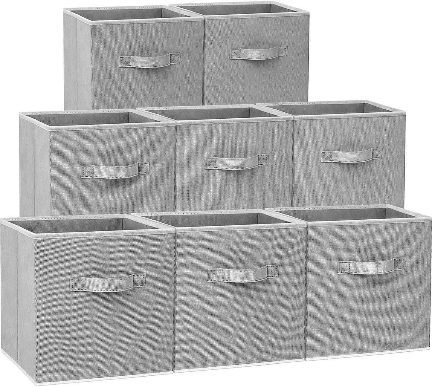 Storage Cubes - 11 Inch Heavy Duty Fabric Storage Bins for Shelves Closet, Cube Organizer - 8 Pack Collapsible Cube Storage Bins Baskets for Organizing Clothes Blankets Toys (Grey)