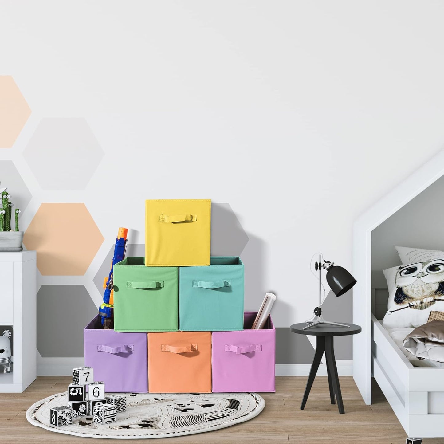 Foldable Storage Cube Basket Bin-For Nursery, Playroom, Closet, Home Organization (Pastel Multi-Color, 6 Pack), Multicolor