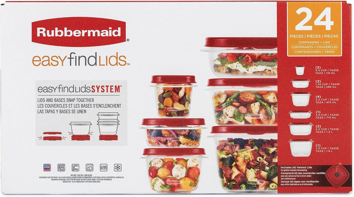Vented Easy Find Lid Food Storage Containers | Racer Red | 24 Piece Set