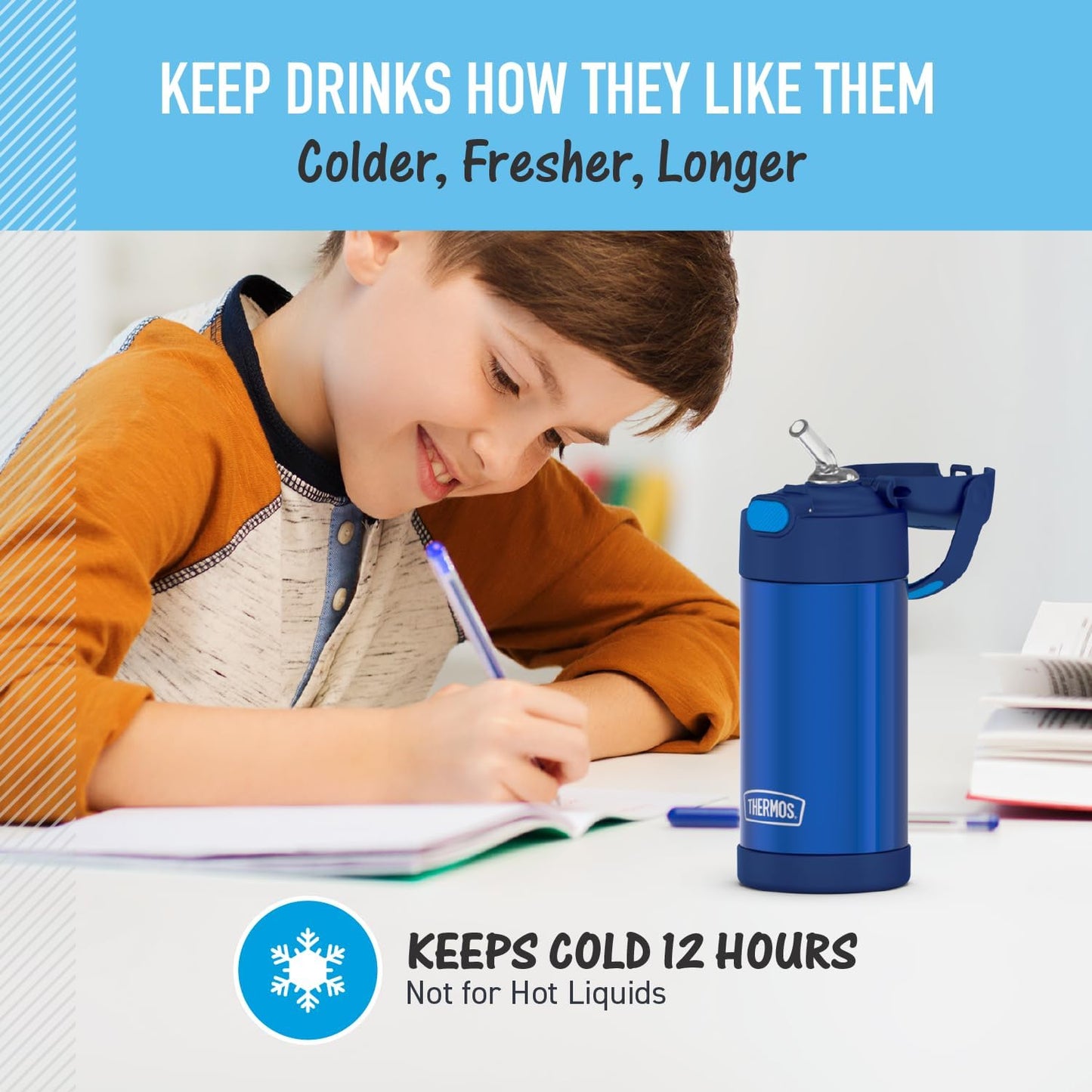 Funtainer 12 Ounce Bottle, Blue