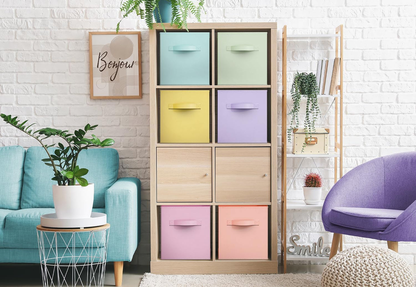 Foldable Storage Cube Basket Bin-For Nursery, Playroom, Closet, Home Organization (Pastel Multi-Color, 6 Pack), Multicolor