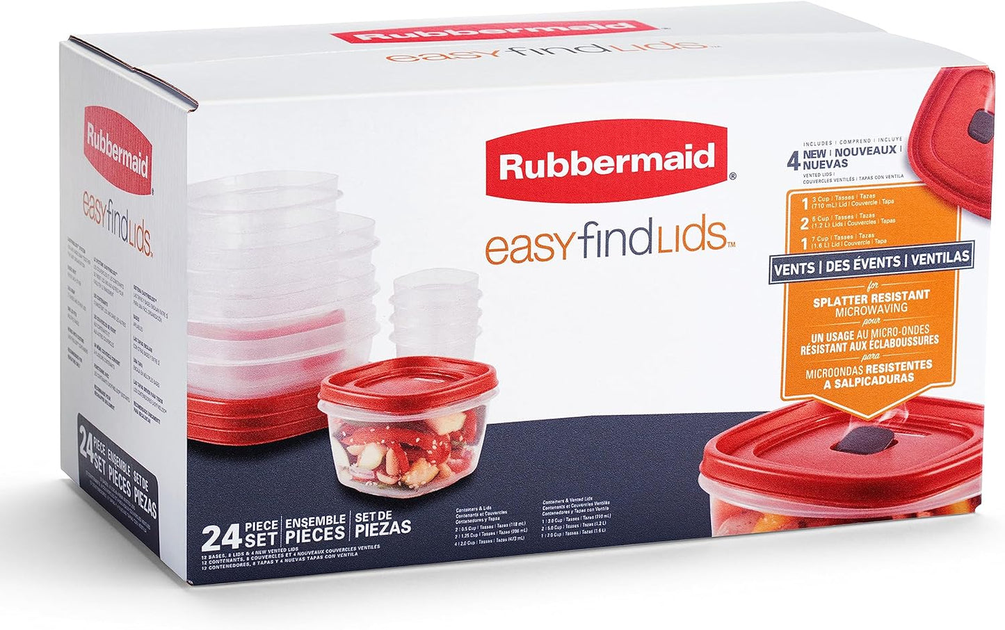 Vented Easy Find Lid Food Storage Containers | Racer Red | 24 Piece Set