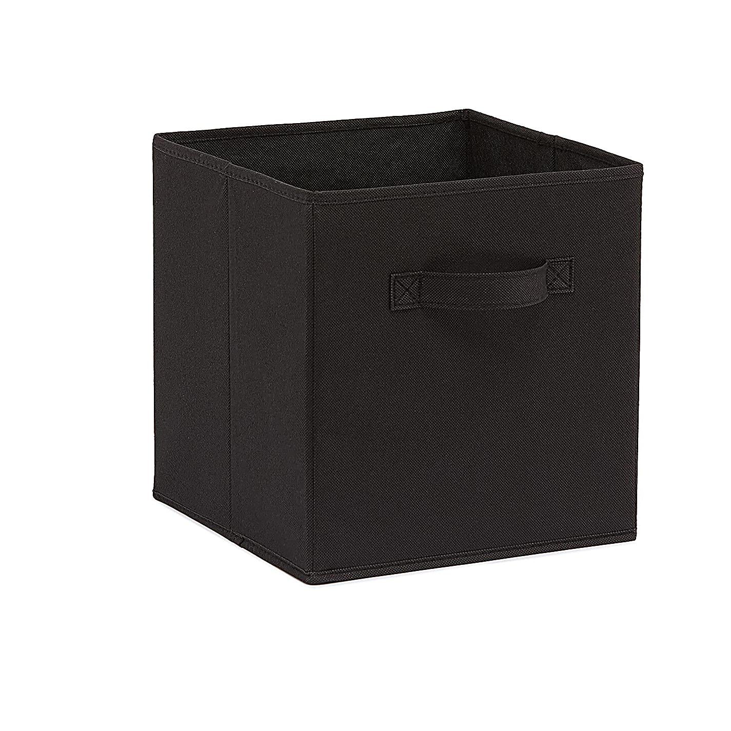 Collapsible Fabric Storage Cubes Organizer with Handles, 10.5"X10.5"X11", Black - Pack of 6