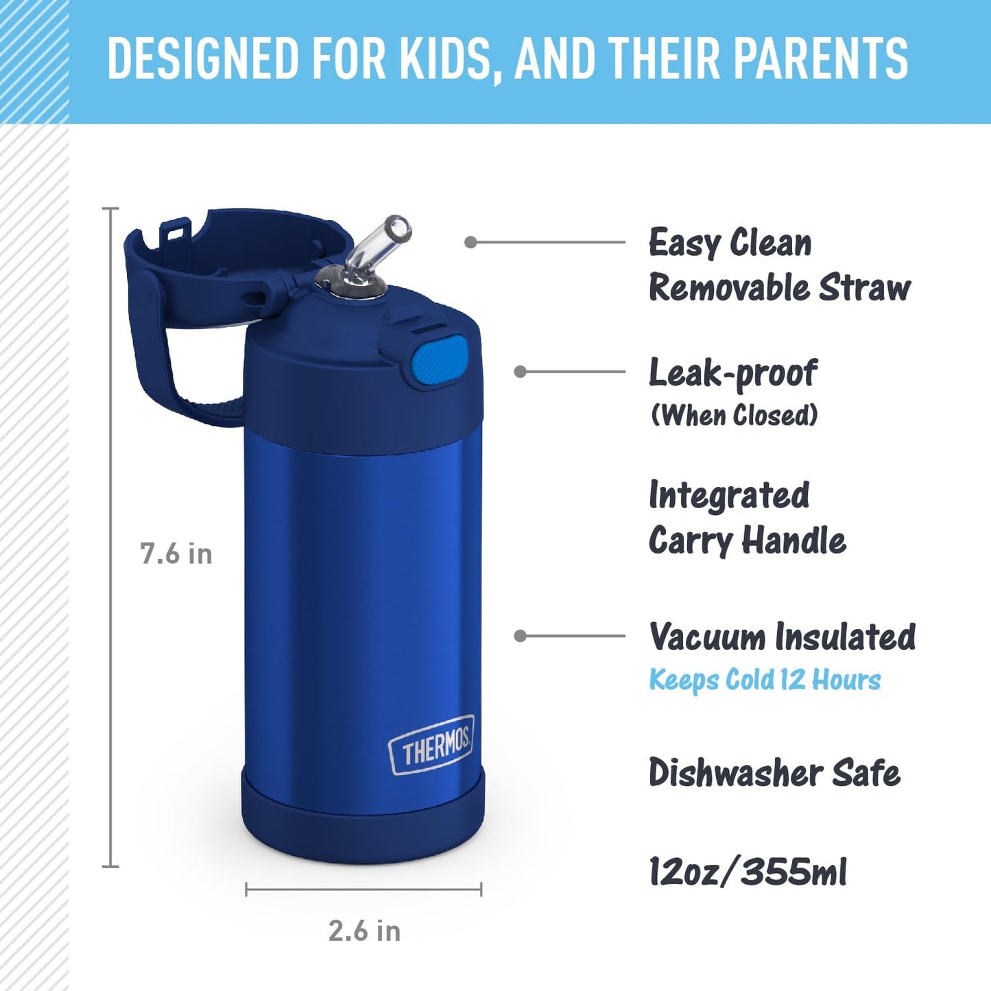 Funtainer 12 Ounce Bottle, Blue