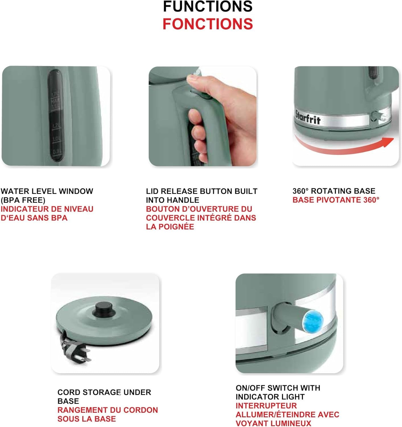 Electric Kettle - 1.7L Capacity - Water Level Indicator - Automatic Shut-Off - 1500W – Sage