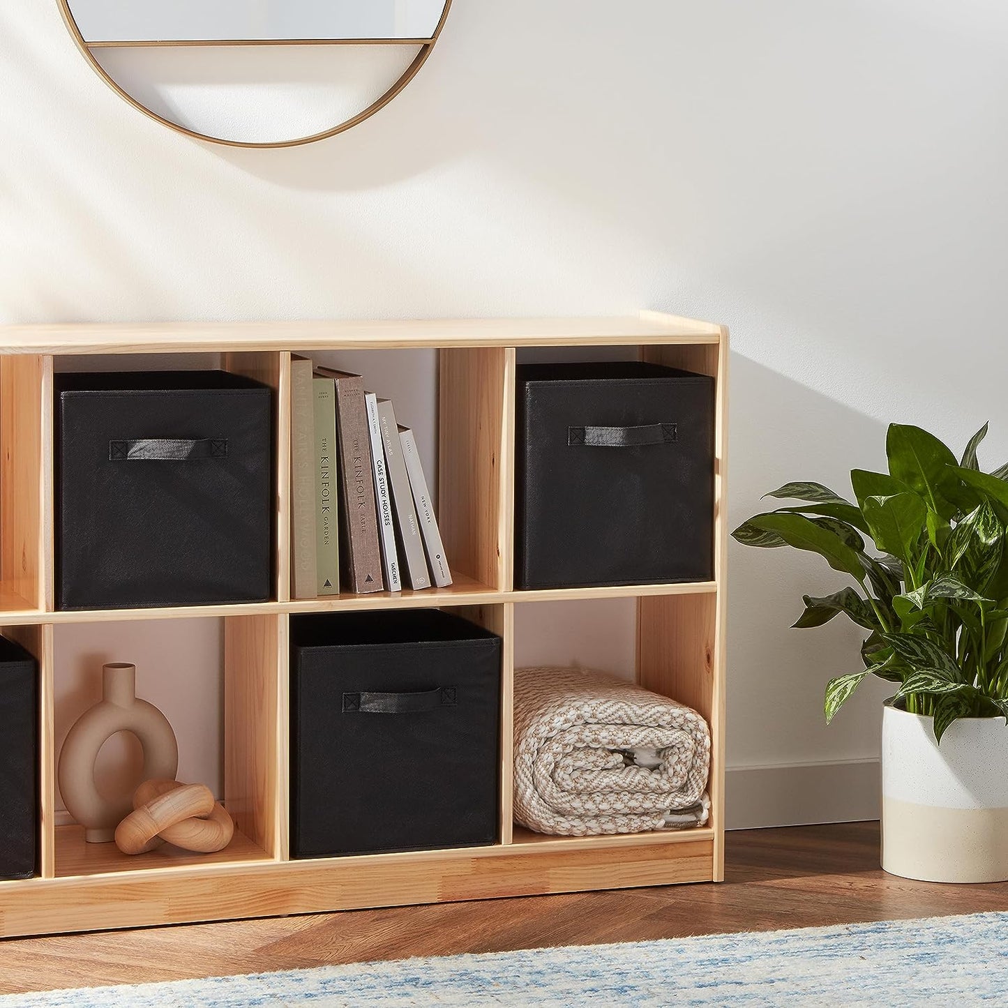 Collapsible Fabric Storage Cubes Organizer with Handles, 10.5"X10.5"X11", Black - Pack of 6