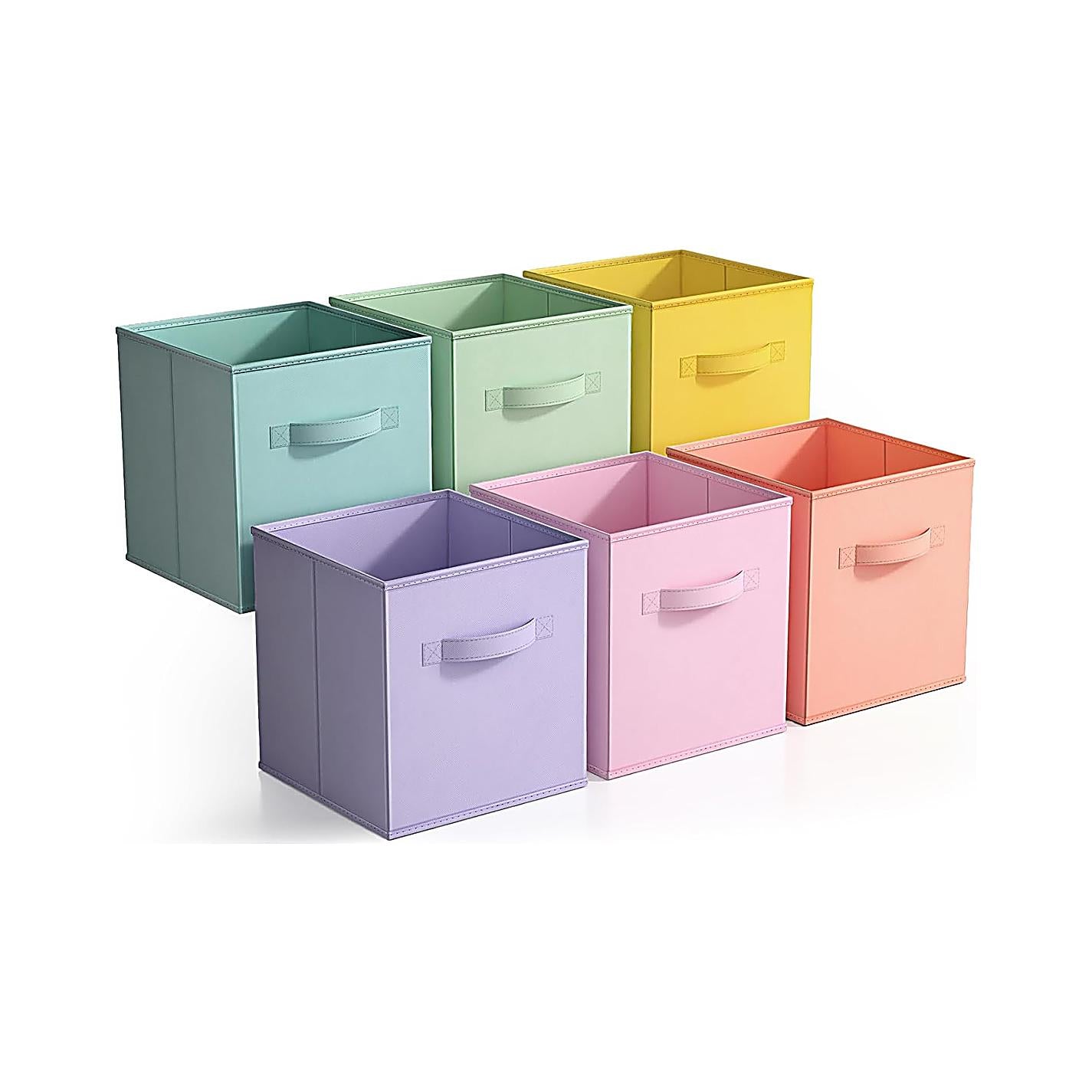 Foldable Storage Cube Basket Bin-For Nursery, Playroom, Closet, Home Organization (Pastel Multi-Color, 6 Pack), Multicolor