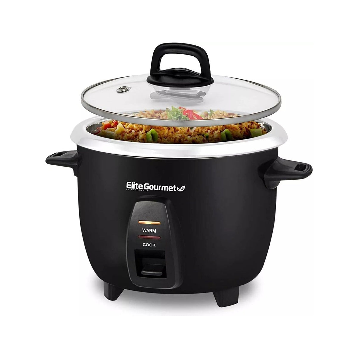 Maxi-Matic Electric Rice Cooker with Stainless Steel Inner Pot Makes Soups, Stews, Porridge'S, Grains and Cereals, 10 Cups Cooked (5 Cups Uncooked), Black, ERC-2010B