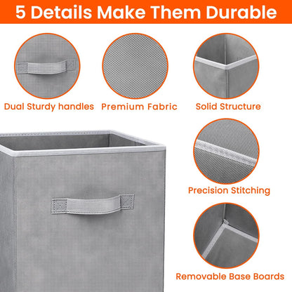 Storage Cubes - 11 Inch Heavy Duty Fabric Storage Bins for Shelves Closet, Cube Organizer - 8 Pack Collapsible Cube Storage Bins Baskets for Organizing Clothes Blankets Toys (Grey)