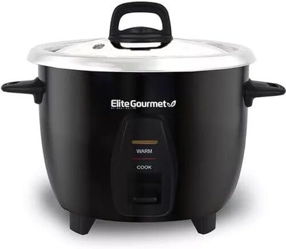 Maxi-Matic Electric Rice Cooker with Stainless Steel Inner Pot Makes Soups, Stews, Porridge'S, Grains and Cereals, 10 Cups Cooked (5 Cups Uncooked), Black, ERC-2010B