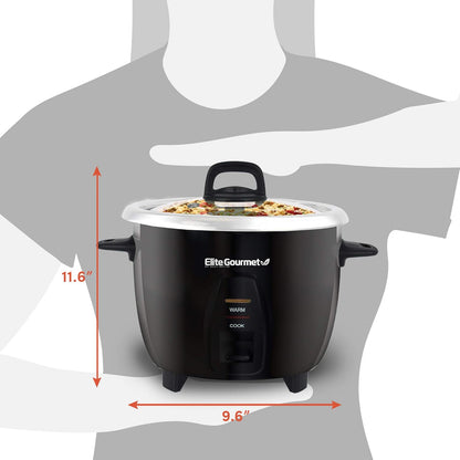 Maxi-Matic Electric Rice Cooker with Stainless Steel Inner Pot Makes Soups, Stews, Porridge'S, Grains and Cereals, 10 Cups Cooked (5 Cups Uncooked), Black, ERC-2010B