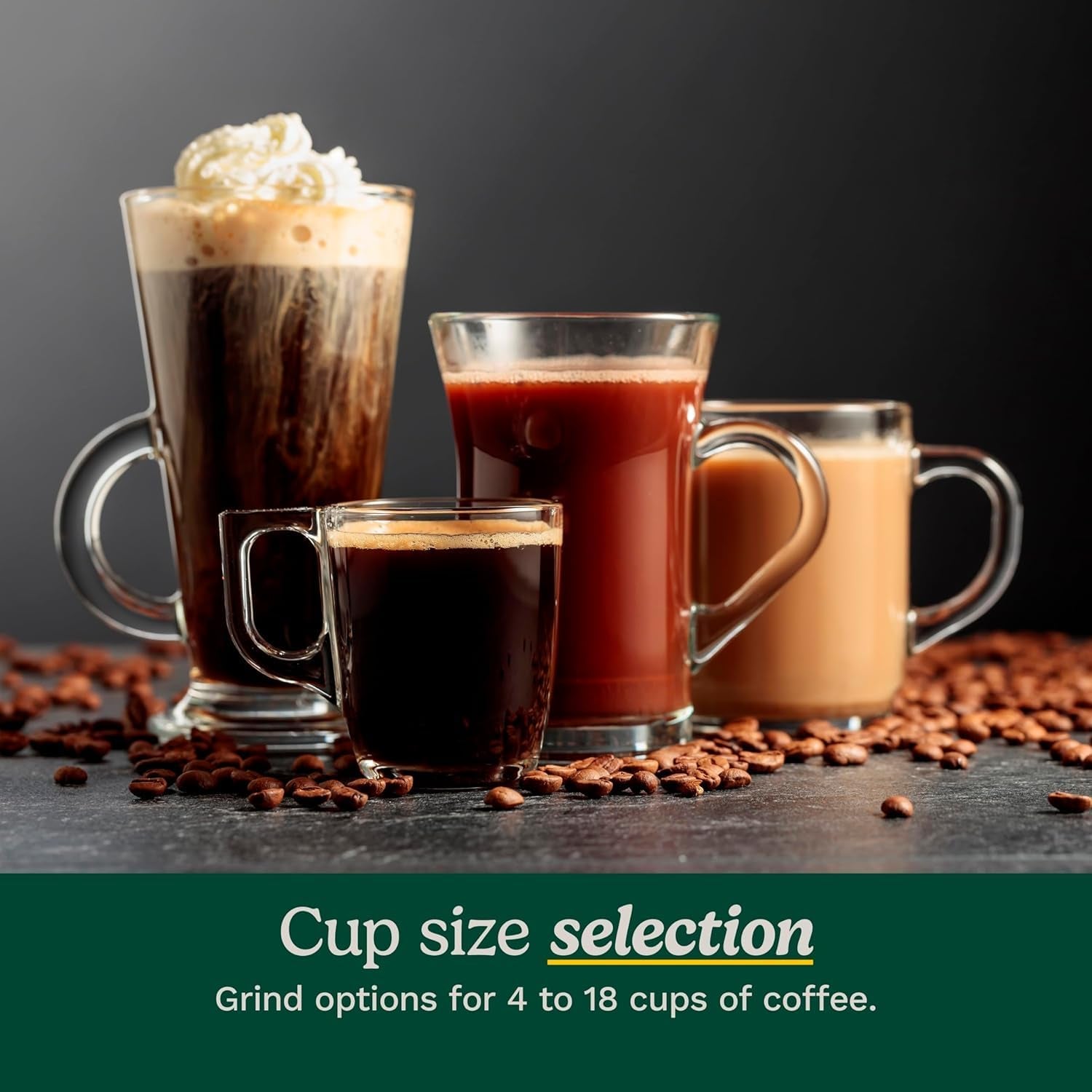 Coffee Grinder, Electric Burr One-Touch Automatic Grinder with 18-Position Grind Selector (DBM-8C)