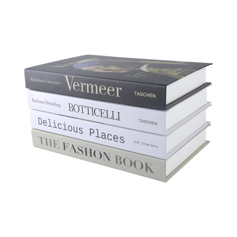 4 Pcs Decorative Books for Home Décor,Black and Whiteshelf Decor Accents Library Décor for Home Sweet Stacked Books