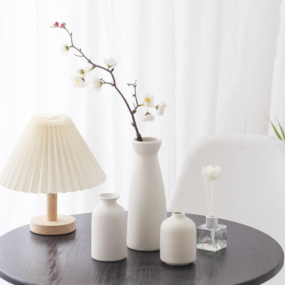 White Ceramic Vase Set-3 Small Flower Vases for Decor,Modern Boho Farmhouse Home Decor,Decorative Vase for Pampas Grass&Dried Flowers,Idea Shelf,Table,Bookshelf ，Entryway- Distresse