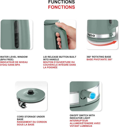 Electric Kettle - 1.7L Capacity - Water Level Indicator - Automatic Shut-Off - 1500W – Sage