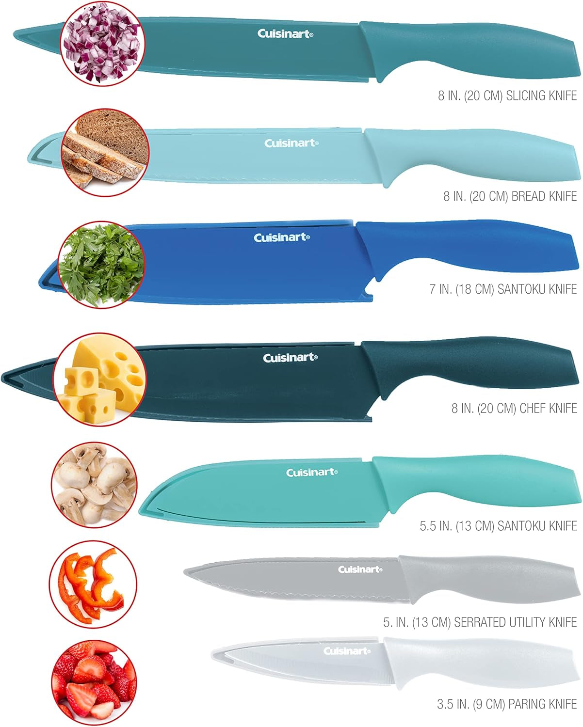 14-Piece Non-Stick Stainless Steel Knife Set with Blade Guards (CA-14AMC)
