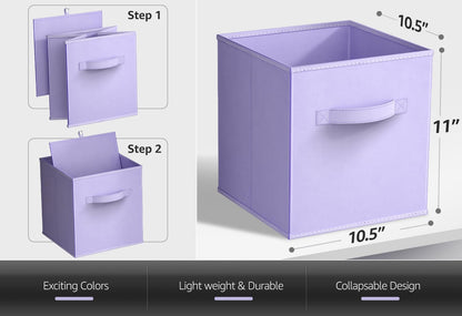 Foldable Storage Cube Basket Bin-For Nursery, Playroom, Closet, Home Organization (Pastel Multi-Color, 6 Pack), Multicolor